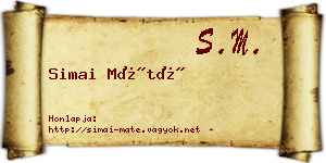 Simai Máté névjegykártya